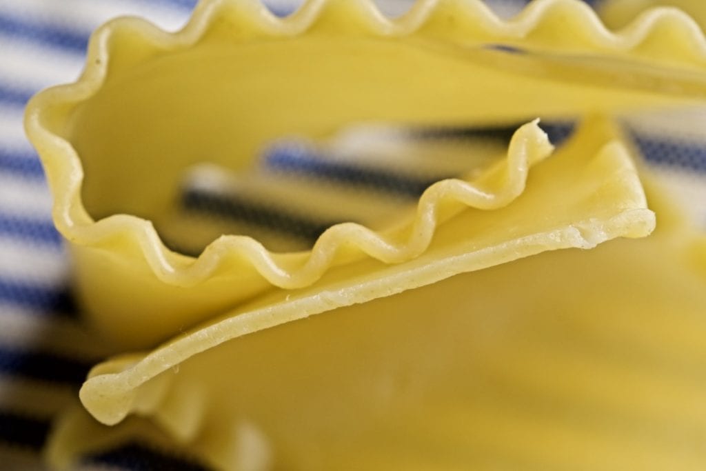 Cooked lasagna noodle.