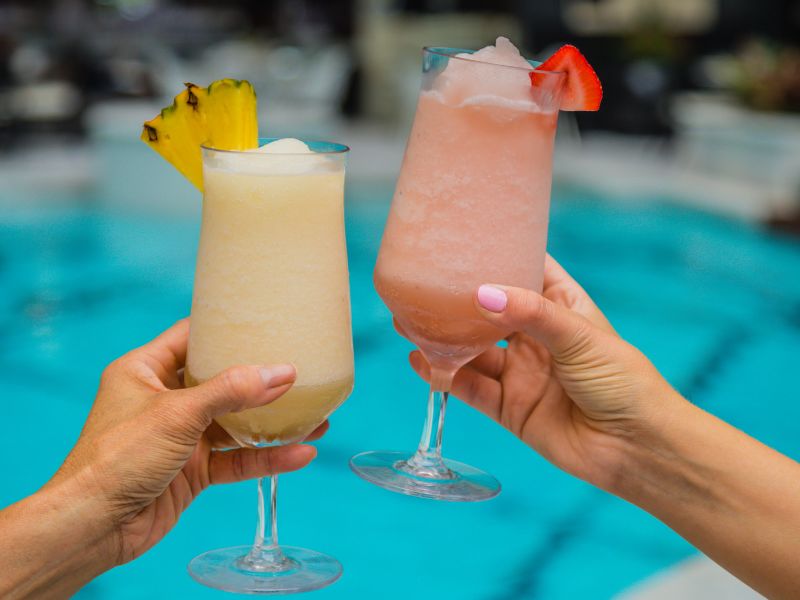 Drinks over a pool